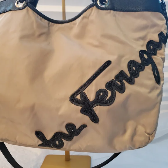 Salvatore Ferragamo Beige Nylon Top Handle Bag - Picture 3 of 16